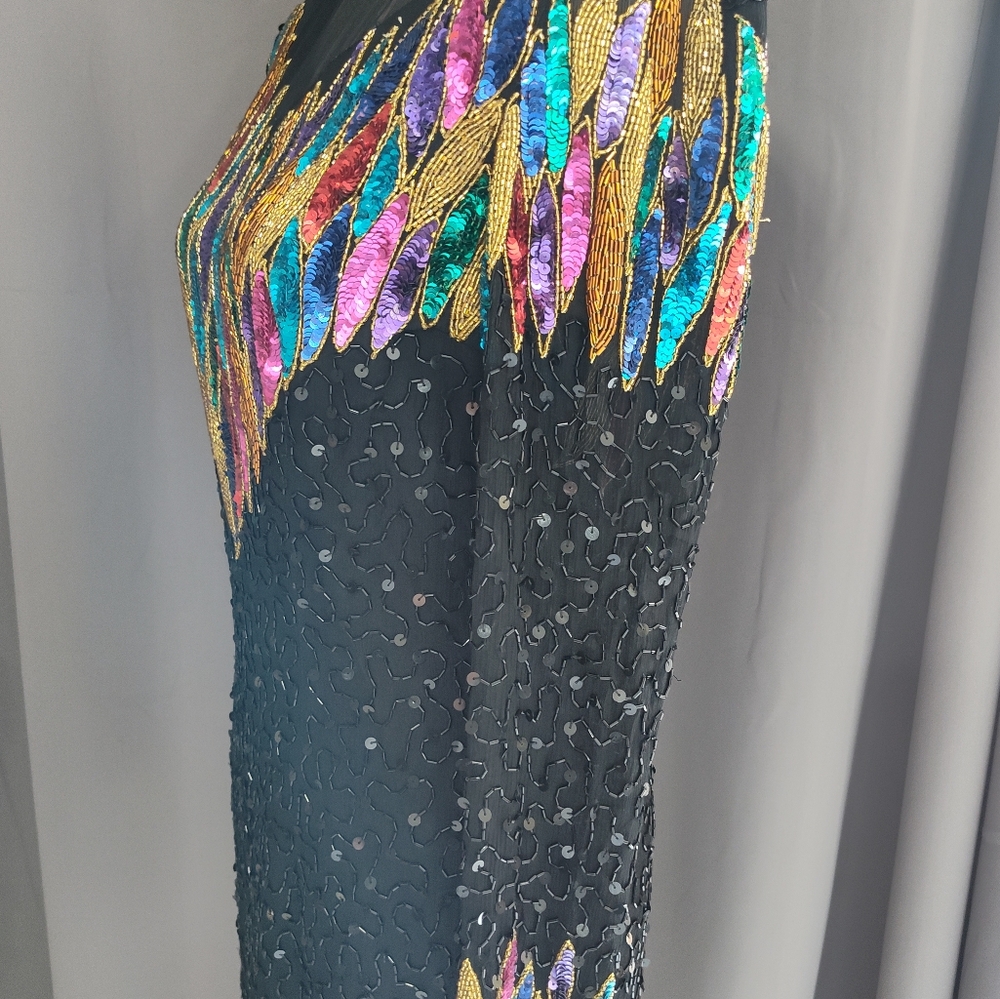 Leslie Fay 80s beaded dress size 8 vintage dress - Picture 5 of 12
